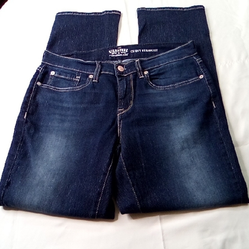 Blue Straight Leg Jeans with Classic Dark Wash - Picture 6 of 10